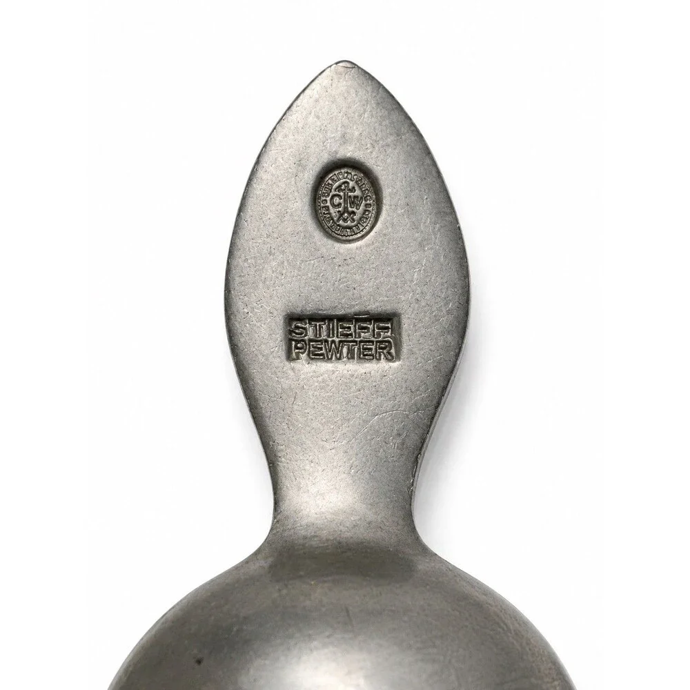 Vintage Stieff Pewter Scoop 4 3/4” HH 75 Engraved Utensil Mini Serving Spoon